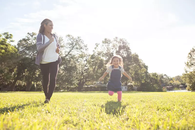 Mother and Daughter Running 
