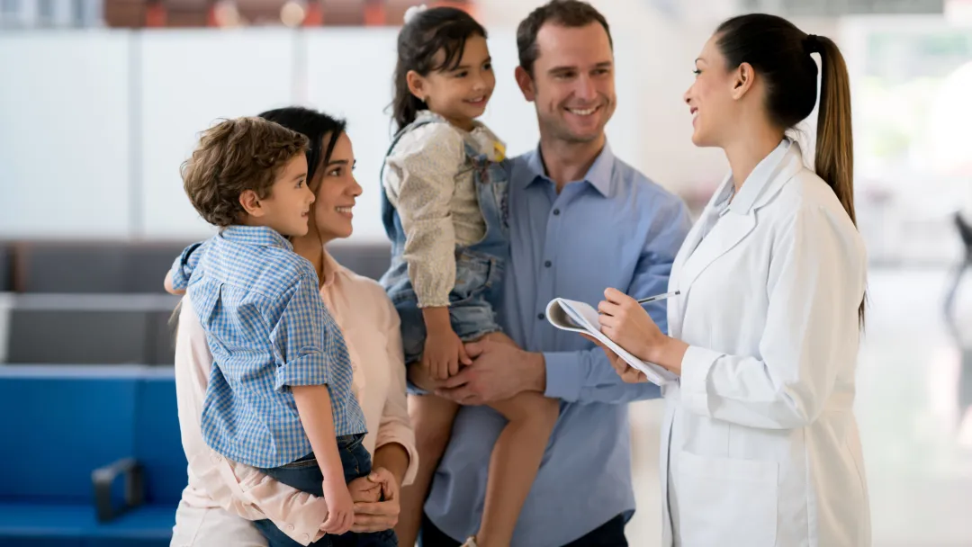 PCP talking with a family