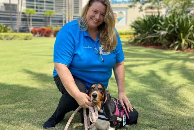 Mindy Machock and  Woody at AdventHealth Orlando 