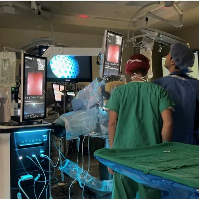 Dr Arash Rafiei assisted by the surgical team at AdventHealth Fish Memorial performs the first Aquablation procedure in Volusia County.