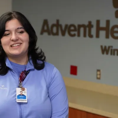 Barbara Fernandez Vazquez, a nationally registered emergency medical technician and a patient care technician at AdventHealth Winter Park.