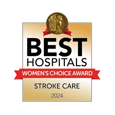 2024 Women's Choice Award Best Hospitals for Stroke Care badge.