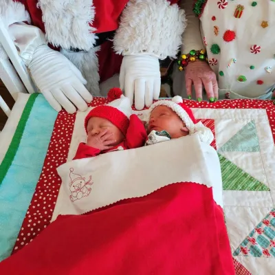 Twins with Santa and Mrs. Claus