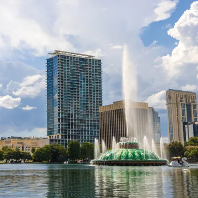 Lake Eola Fountain with Orlando's Skyline
