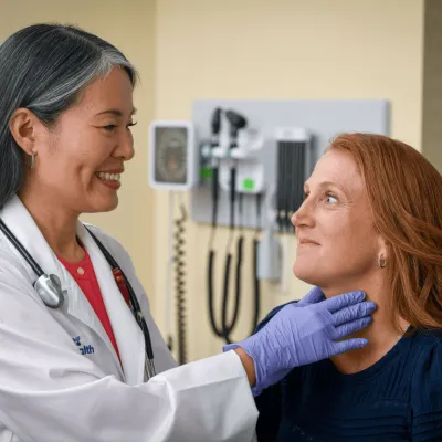AdventHealth physician checking patient's throat