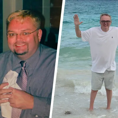 Before and after picture of Michael Kelly