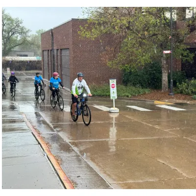 Mark Scotch and his group riding to AdventHealth Porter