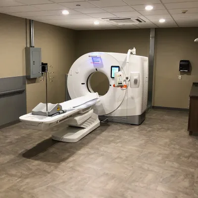 A white computed tomography.