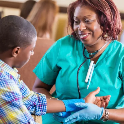 A boy getting treatment at Urgent Care