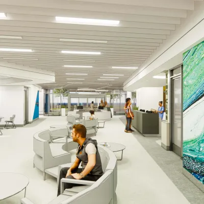 Rendering of the AdventHealth Care Pavilion Central Pasco concourse.