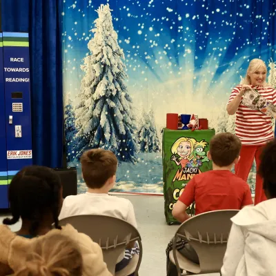 AdventHealth unveils book vending machine for Discovery Elementary
