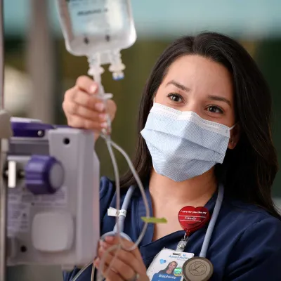 AdventHealth nurse modifying the IV pouch
