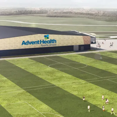 AdventHealth Sports Arena view from soccer field