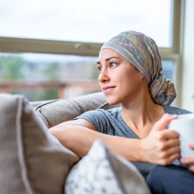 Cancer patient struggling with hair loss.