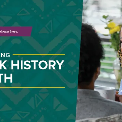 A banner that reads Celebrating Black History Month
