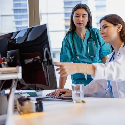 Researchers looking at computer