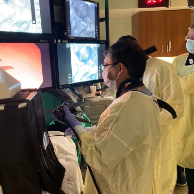 Dr. Muhammad K. Hasan performing an endoscopic procedure at AdventHealth Center for Interventional Endoscopy.