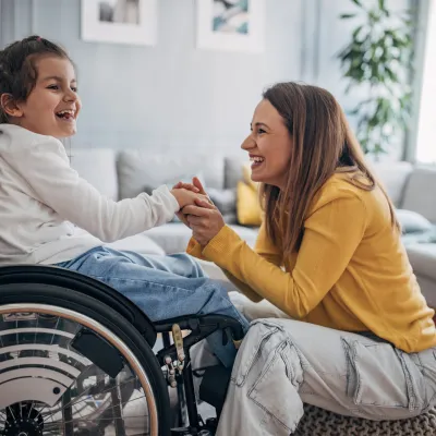 A mother and her daughter in a wheelchair