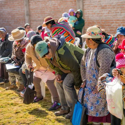 People standing in a line.