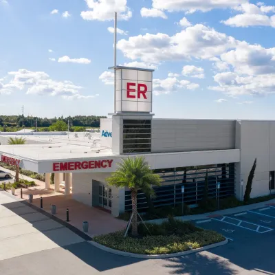 Exterior view of AdventHealth Central Pasco ER during the day.