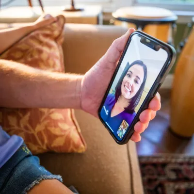 Patient on phone with nurse during virtual visit