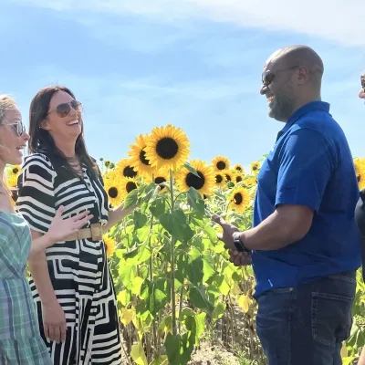 Amber Brooke Farms and AdventHealth Waterman leaders tour farm.
