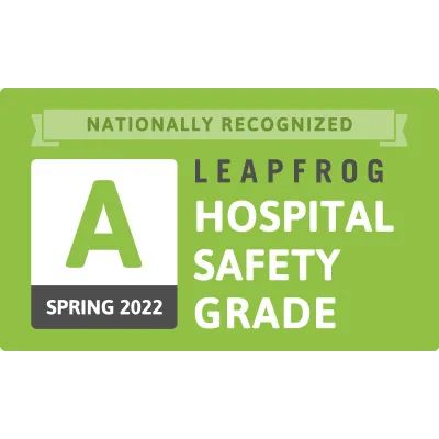 Leapfrog A Grade Hospital Safety Grade Spring 2022 logo.