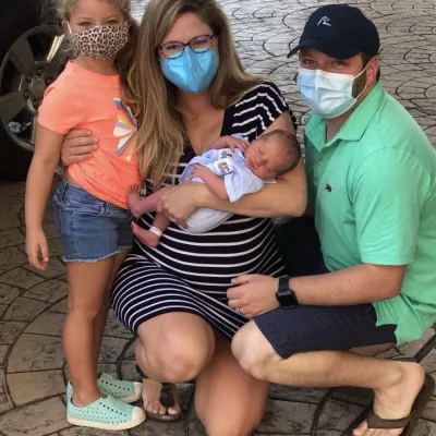 CJ, Lindsay and Josh Friedmann take baby Will home after discharge from AdventHealth Winter 