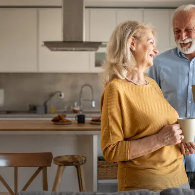 60s couple in their living room