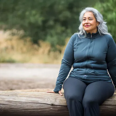 a woman seating outdoors