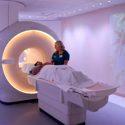 Our MRI rooms offer a mural projection of your choice.