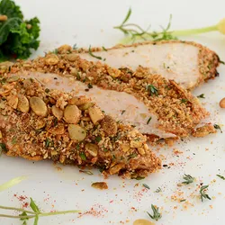 pumpkin seed crusted chicken