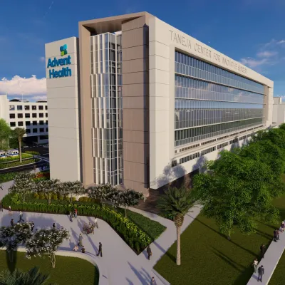 Rendering of the Taneja Center for Innovative Surgery building 