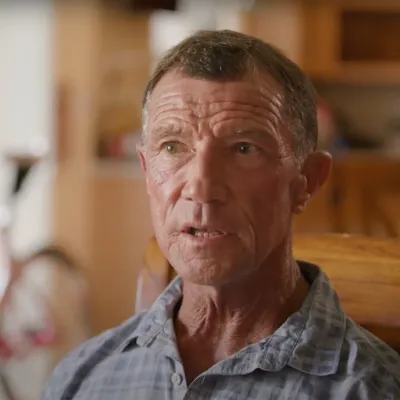 Tom Fisher talking during his video testimonial.