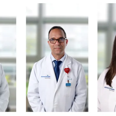 Pictured left to right are general surgeon Dr. Huy Hoang, gastroenterologist Dr. Tomas Rodriguez-Molinet, and vascular surgeon Dr. Min Li Xu.    