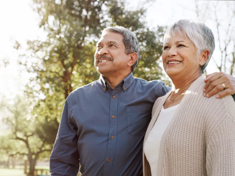 Hispanic couple outside