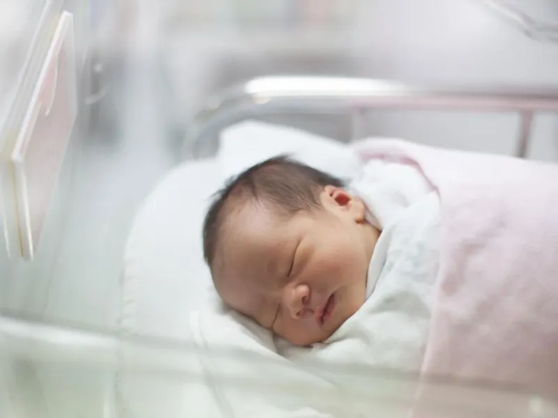 A new born baby in Neonatal Intensive Care Unit 