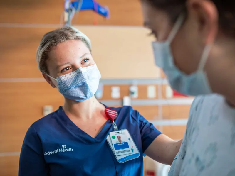 AdventHealth nurse comforting her patient