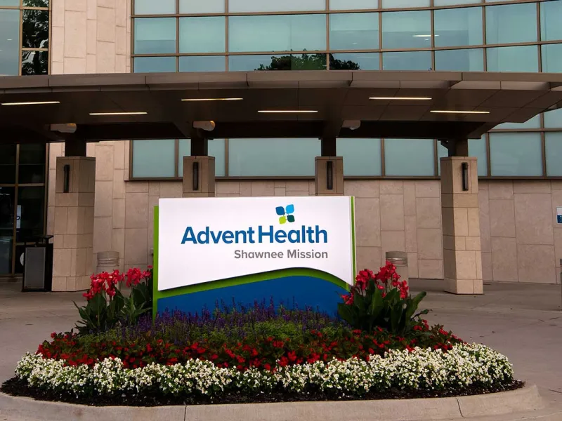 The entrance of AdventHealth Shawnee Mission