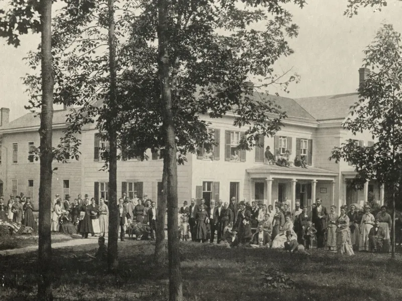 Antique photo of the Western Health Reform Institute in Battle Creek, Michigan.