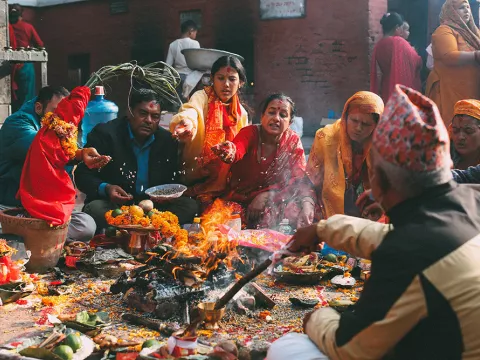 Group of people eating