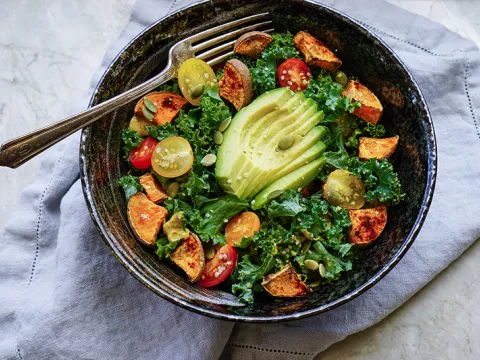 Kale, Avocado and Jicama with Orange Mustard Vinaigrette