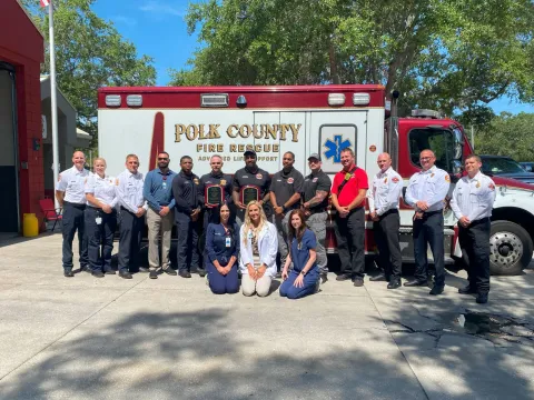 The six award recipients were recognized during a special ceremony attended by leaders from Polk County Fire Rescue, the Haines City Fire Department and AdventHealth Heart of Florida's emergency department.