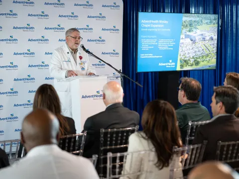AdventHealth Wesley Chapel hospital expansion, doctor provides lecture on the updates.
