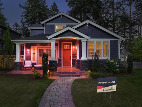 porch shines pink for breast cancer awareness