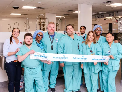 Group of physicians at the ribbon cutting of Wesley Chapel.