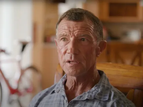 Tom Fisher talking during his video testimonial.