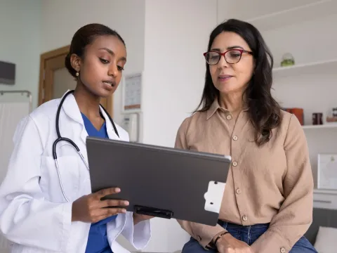 doctor and patient reviewing labs