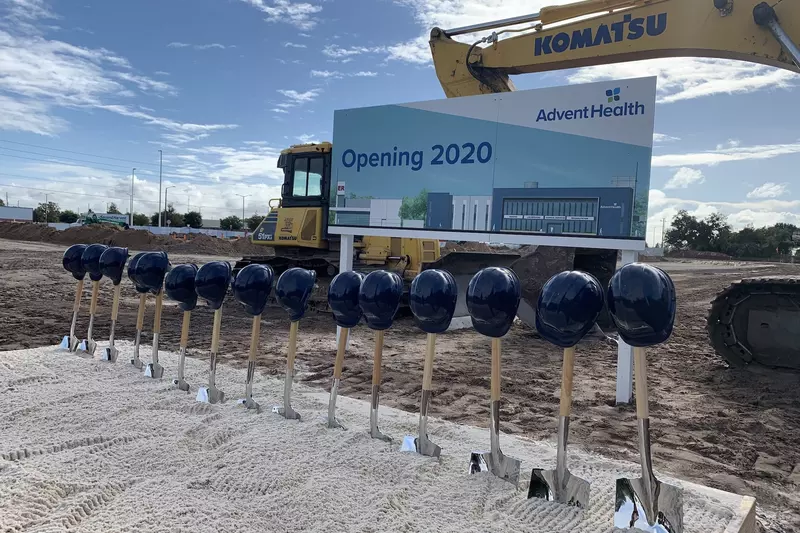 Shovels and hardhats await the groundbreaking of an emergency room and health park in Osceola County.