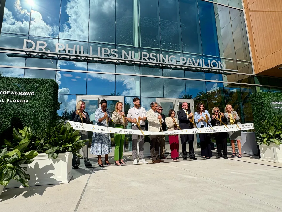 A group of UCF and community leaders cut the ribbon on the new Dr. Phillips Nursing Pavilion in Lake Nona.
